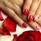 Stylish manicure design in red with gel polish